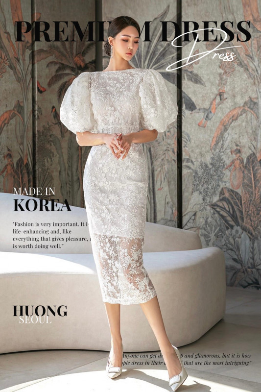 VÁY THIẾT KẾ HỌA TIẾT BO TAY BỒNG