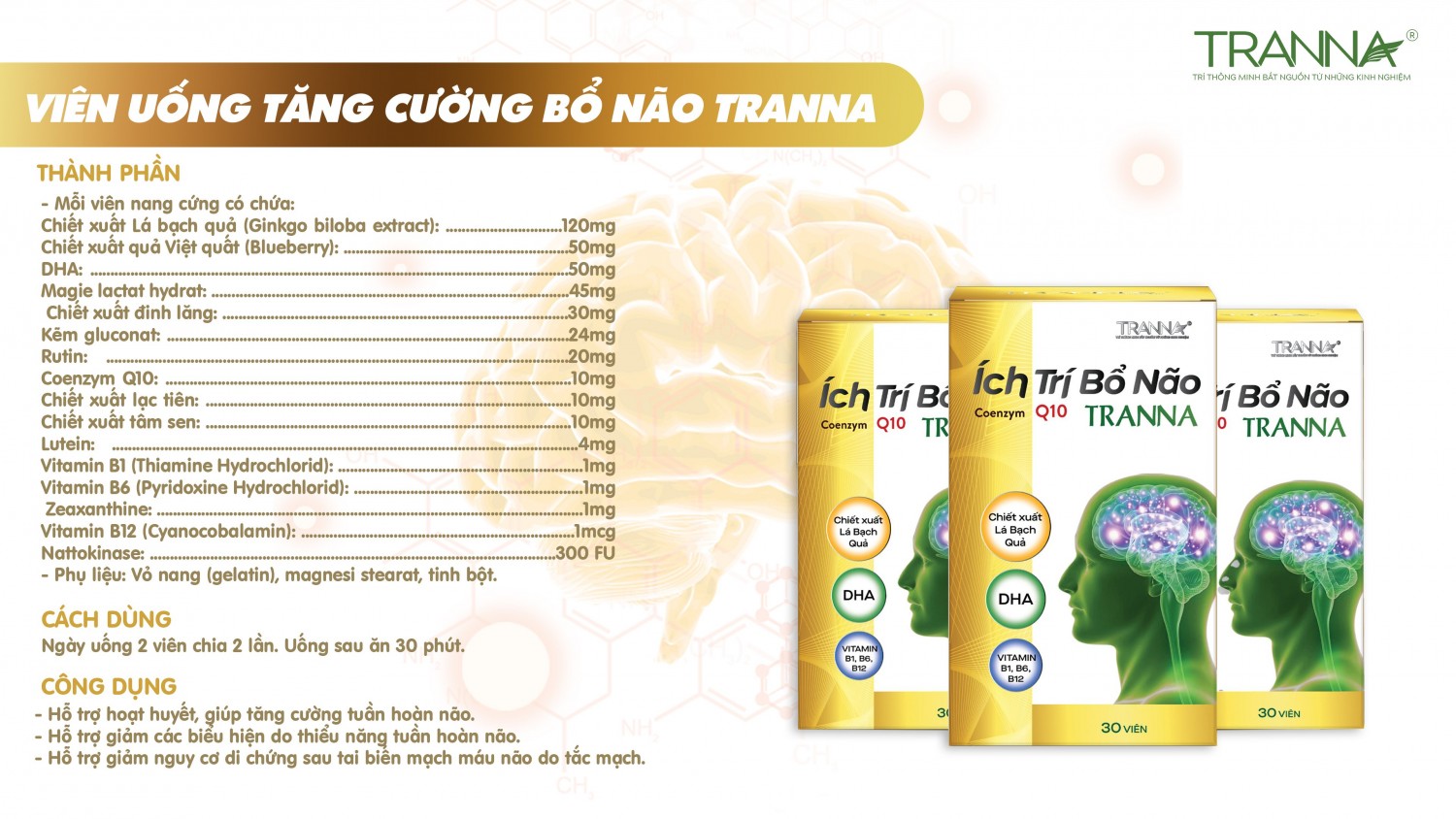 VIÊN UỐNG TĂNG CƯỜNG BỔ NÃO TRANNA