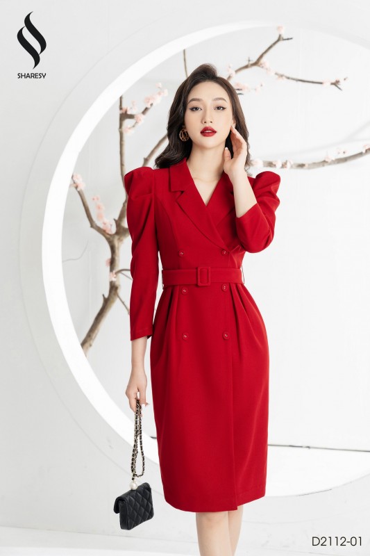 ĐẦM BỒNG TAY DÁNG VEST KÈM ĐAI