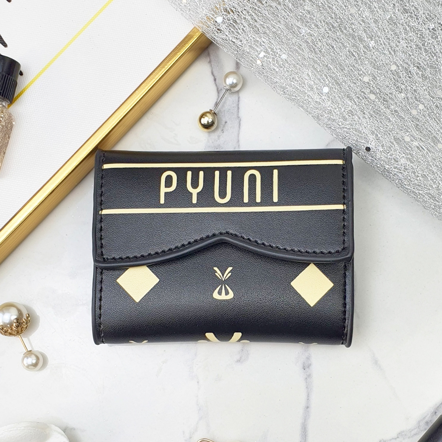 Ví nữ mini PYUNI Keelin cao cấp màu Đen